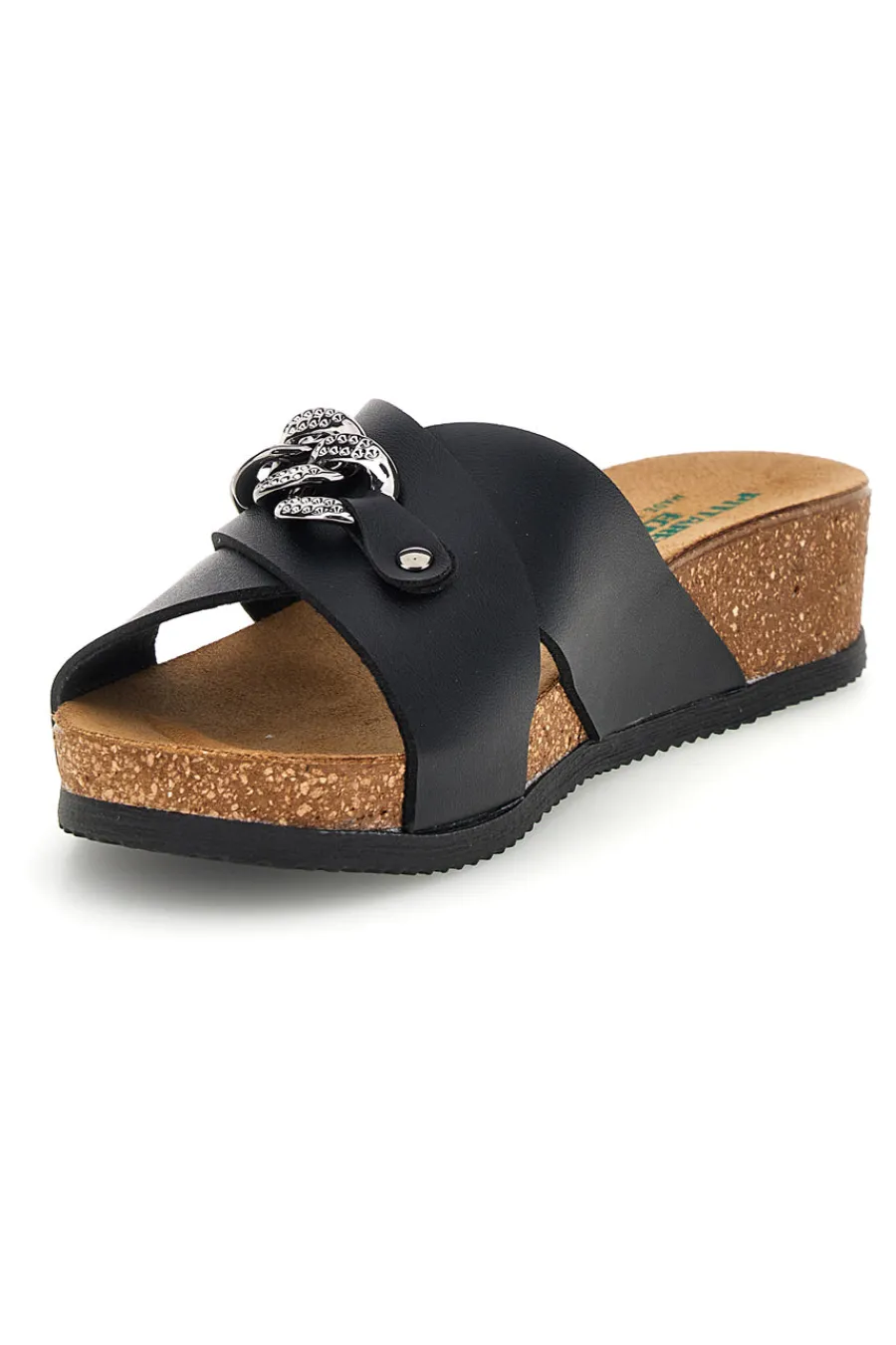 Ciabatte nere con catena e sottopiede in pelle 293A121SR-PITTARELLO ECO Clearance