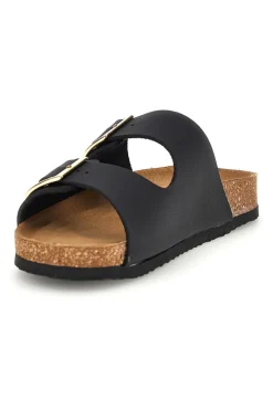 Ciabatte nere con doppia fascia regolabile Made in Italy in vera pelle S31T823-SUPERGA