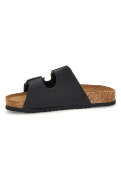 Ciabatte nere con doppia fascia regolabile Made in Italy in vera pelle S31T823-SUPERGA