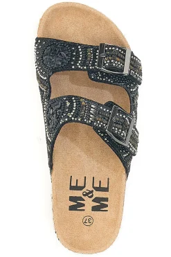 Ciabatte nere con doppia fascia decorata Me & Me 14605-ME u0026 ME Clearance