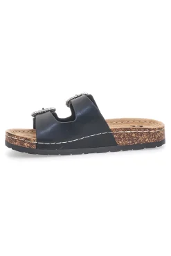Ciabatte nere con doppia fibbia gioiello Me & Me H3Y861141-ME u0026 ME