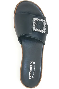 Ciabatte Nere con Fibbia Decorativa Made in Italy 356670811-PITTARELLO Outlet