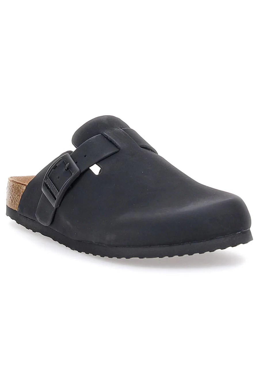 Ciabatte nere con fibbia e sottopiede in vera pelle S11U700-SUPERGA Discount