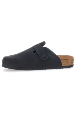 Ciabatte nere con fibbia e sottopiede in vera pelle S11U700-SUPERGA Discount