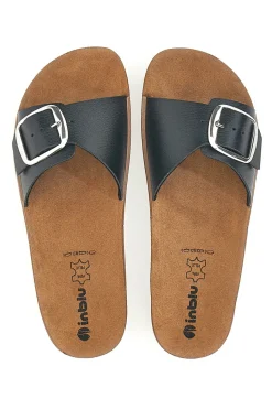 Ciabatte Nere con Fibbia Regolabile e Sottopiede in Pelle 41 CP-INBLU