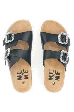 Ciabatte nere con fibbie gioiello Me & Me 14211-ME u0026 ME Online