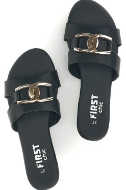 Ciabatte nere con morsetto PREA1310-THE FIRST CHIC Hot