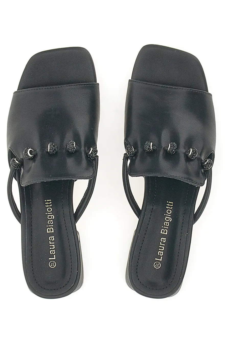 Ciabatte Nere Con Tacco Basso 9015-LAURA BIAGIOTTI Outlet