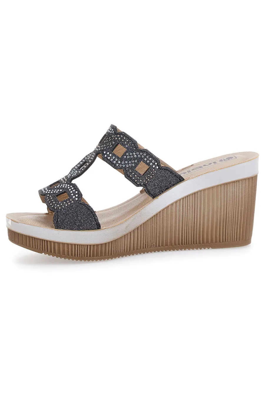 Ciabatte Nere Con Zeppa e Strass 34 As-INBLU Best