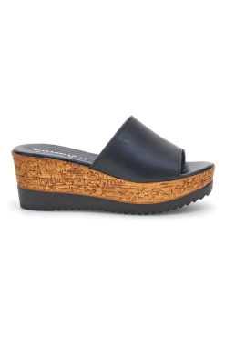 Ciabatte Nere con zeppa in vera pelle Made in Italy 233170428-PITTARELLO Sale