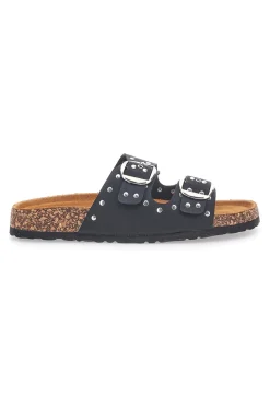 Ciabatte nere in denim con borchie e doppia fibbia SR001-PITTARELLO SUN Best