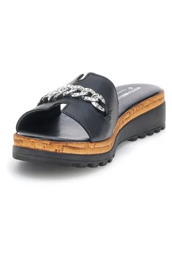 Ciabatte Nere in vera pelle Made in Italy con catena 333170811-PITTARELLO Clearance