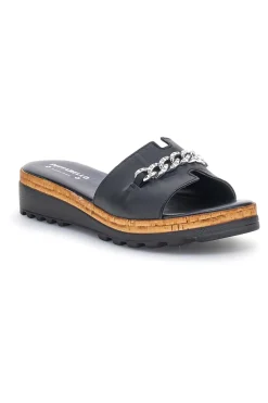 Ciabatte Nere in vera pelle Made in Italy con catena 333170811-PITTARELLO Clearance