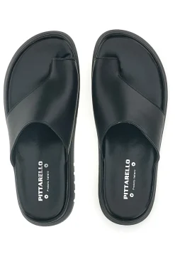 Ciabatte nero con tomaia in vera pelle 32441926-PITTARELLO Best