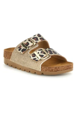 Ciabatte oro animalier con sottopiede in vera pelle 335P20630SR-PITTARELLO BIO Online