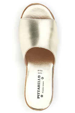 Ciabatte Oro con zeppa in vera pelle Made in Italy 23317428-PITTARELLO Outlet