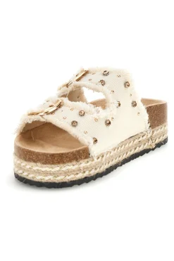 Ciabatte Panna con borchie e brillantini Me & me 12502-ME u0026 ME