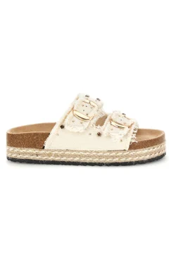 Ciabatte Panna con borchie e brillantini Me & me 12502-ME u0026 ME