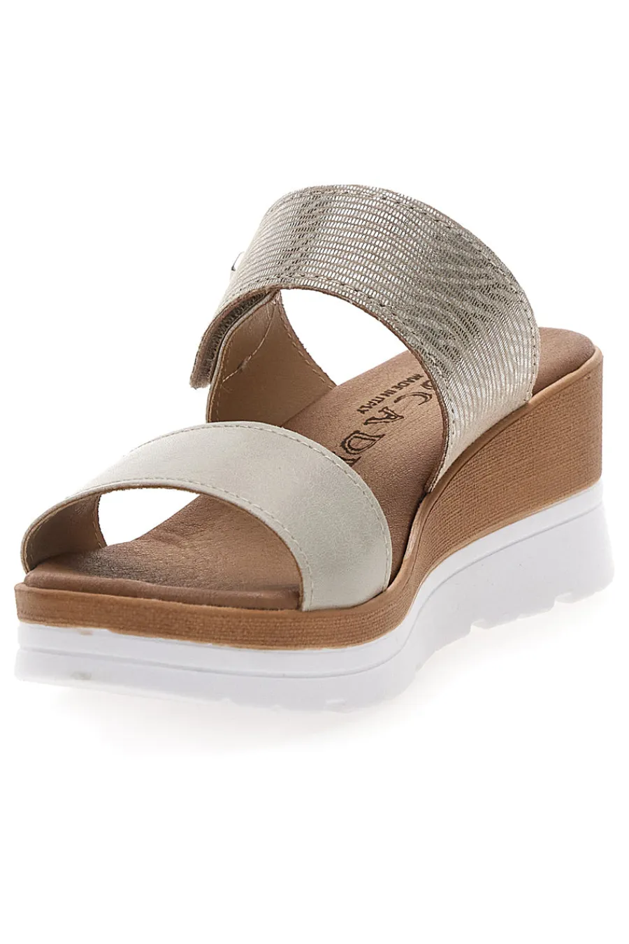 Ciabatte Perla con Zeppa A Contrasto Bianca e Velcro Regolabile 11073143-PLOCADI New