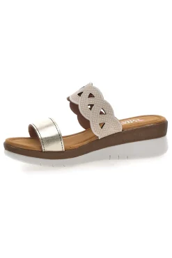 Ciabatte platino con intreccio beige e plantare comfort 8009R-LINEA COMODA Best