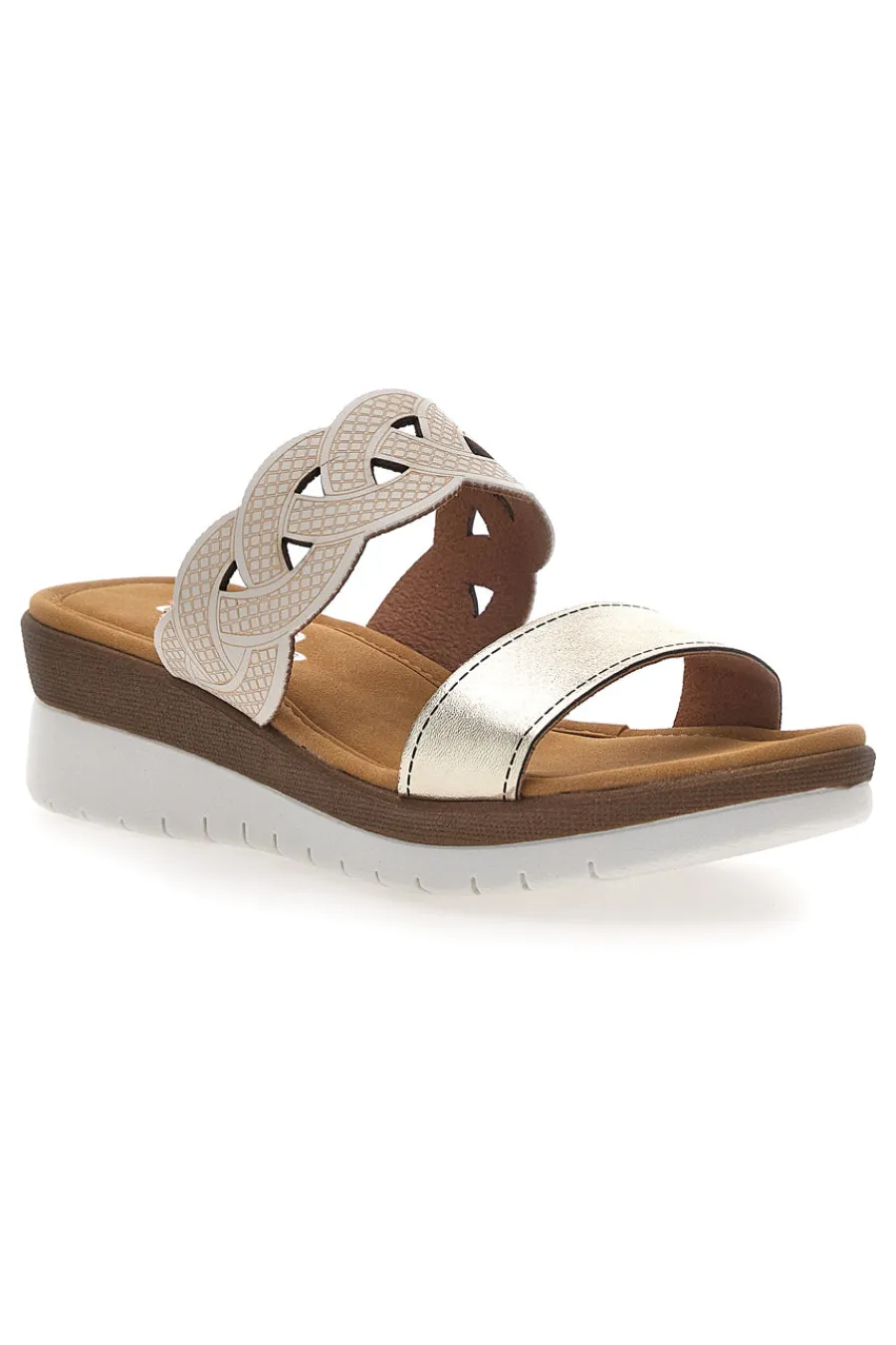 Ciabatte platino con intreccio beige e plantare comfort 8009R-LINEA COMODA Best