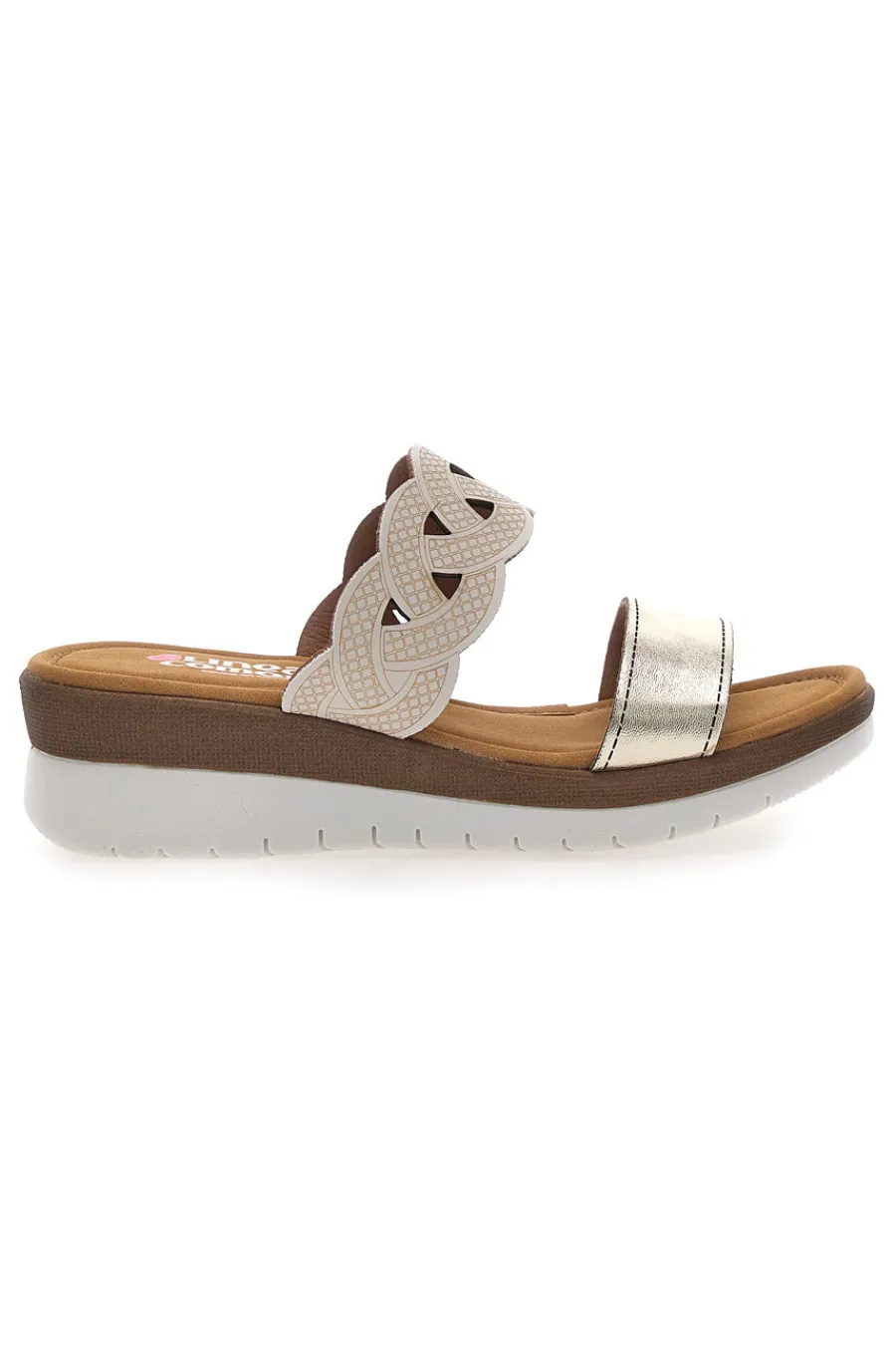 Ciabatte platino con intreccio beige e plantare comfort 8009R-LINEA COMODA Best