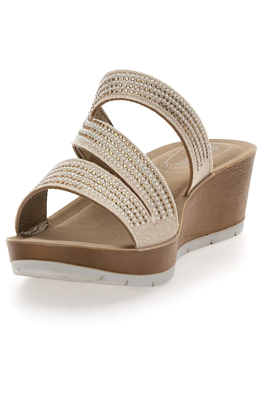 Ciabatte Platino con Zeppa e Strass 18 RN-INBLU Hot
