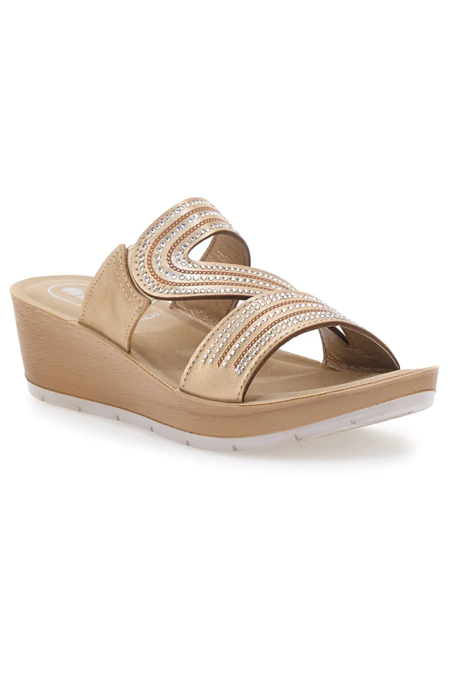 Ciabatte con Zeppa e Strass 23RN-INBLU Sale