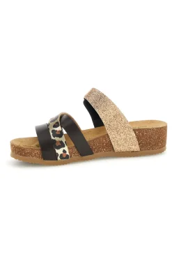 Ciabatte testa di moro con dettagli animalier e oro glitterato 293A410SR-PITTARELLO ECO