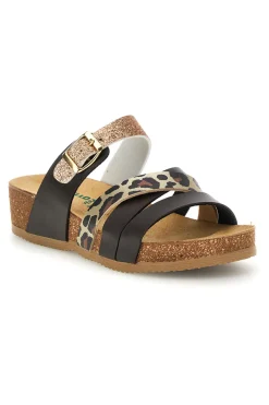 Ciabatte testa di moro con dettagli animalier e oro glitterato 293A410SR-PITTARELLO ECO