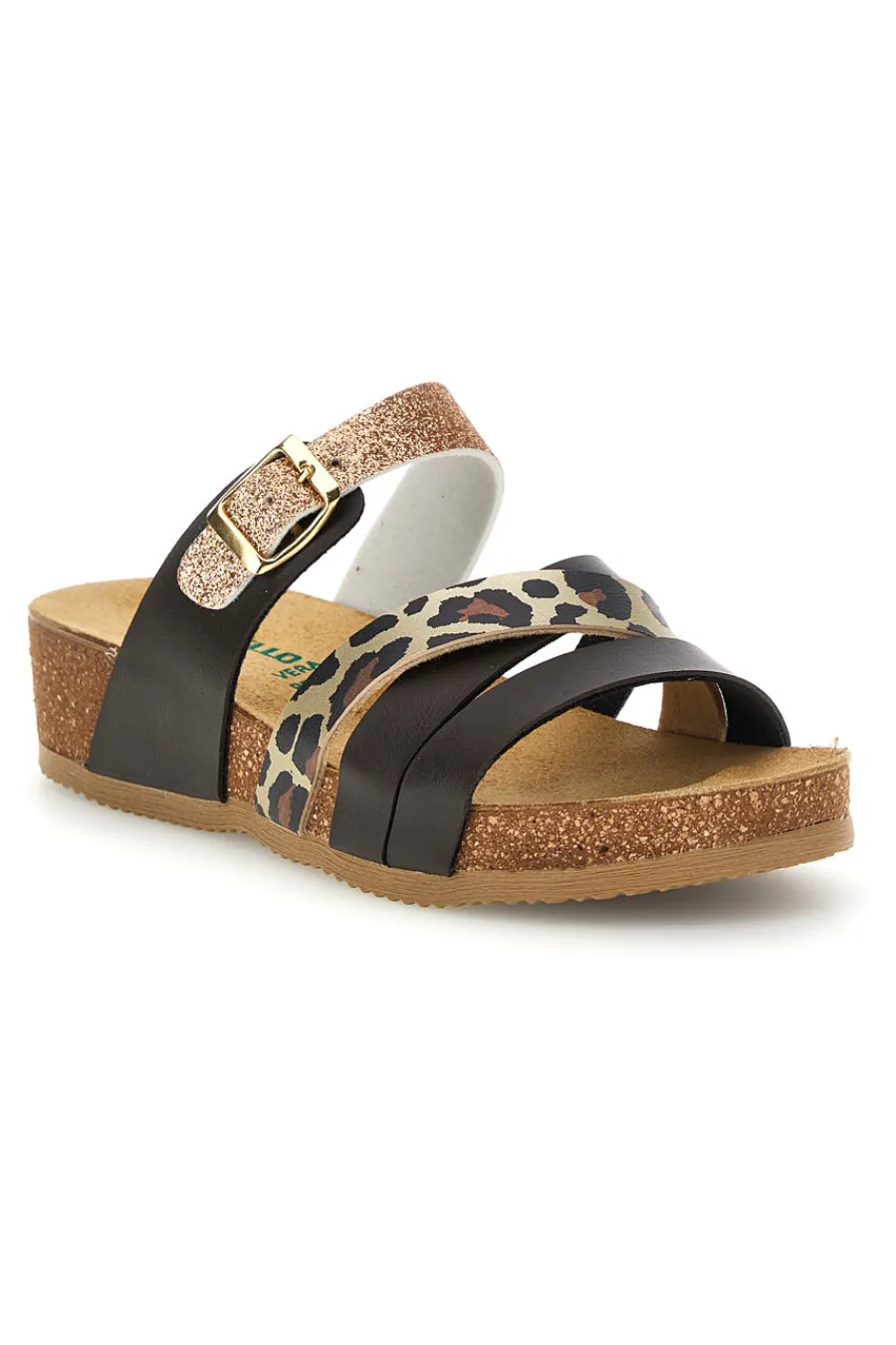 Ciabatte testa di moro con dettagli animalier e oro glitterato 293A410SR-PITTARELLO ECO