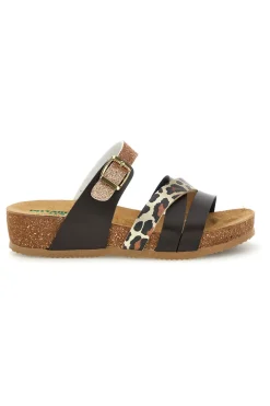 Ciabatte testa di moro con dettagli animalier e oro glitterato 293A410SR-PITTARELLO ECO