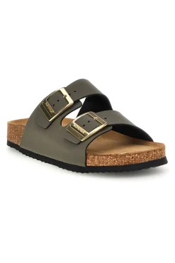 Ciabatte verdi con doppia fascia regolabile Made in Italy in vera pelle S31T823-SUPERGA Sale