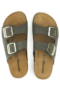 Ciabatte verdi con doppia fascia regolabile Made in Italy in vera pelle S31T823-SUPERGA Sale