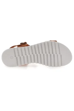 Cognacfarbene Sandalen, hergestellt in Italien, 001-PLOCADI