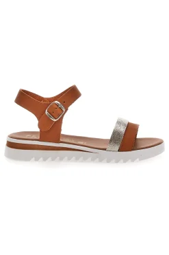 Cognacfarbene Sandalen, hergestellt in Italien, 001-PLOCADI