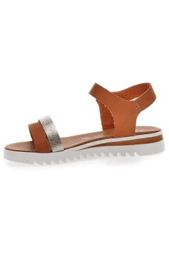 Cognacfarbene Sandalen, hergestellt in Italien, 001-PLOCADI