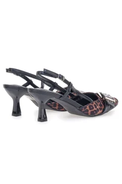 Décolleté Animalier e Nero slingback tacco medio APY22-MON DIEU Sale