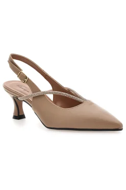 Décolleté beige a punta con cinturino gioiello 150-FRANCESCA GRITTI New