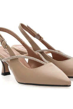Décolleté beige a punta con cinturino gioiello 150-FRANCESCA GRITTI New
