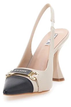 Décolleté beige e nero con punta bicolore e tacco scultura Ferré F467C581-FERRE' Clearance