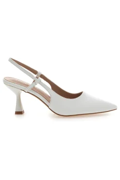 Décolleté bianche slingback con tacco P653-FIRST LADY Discount