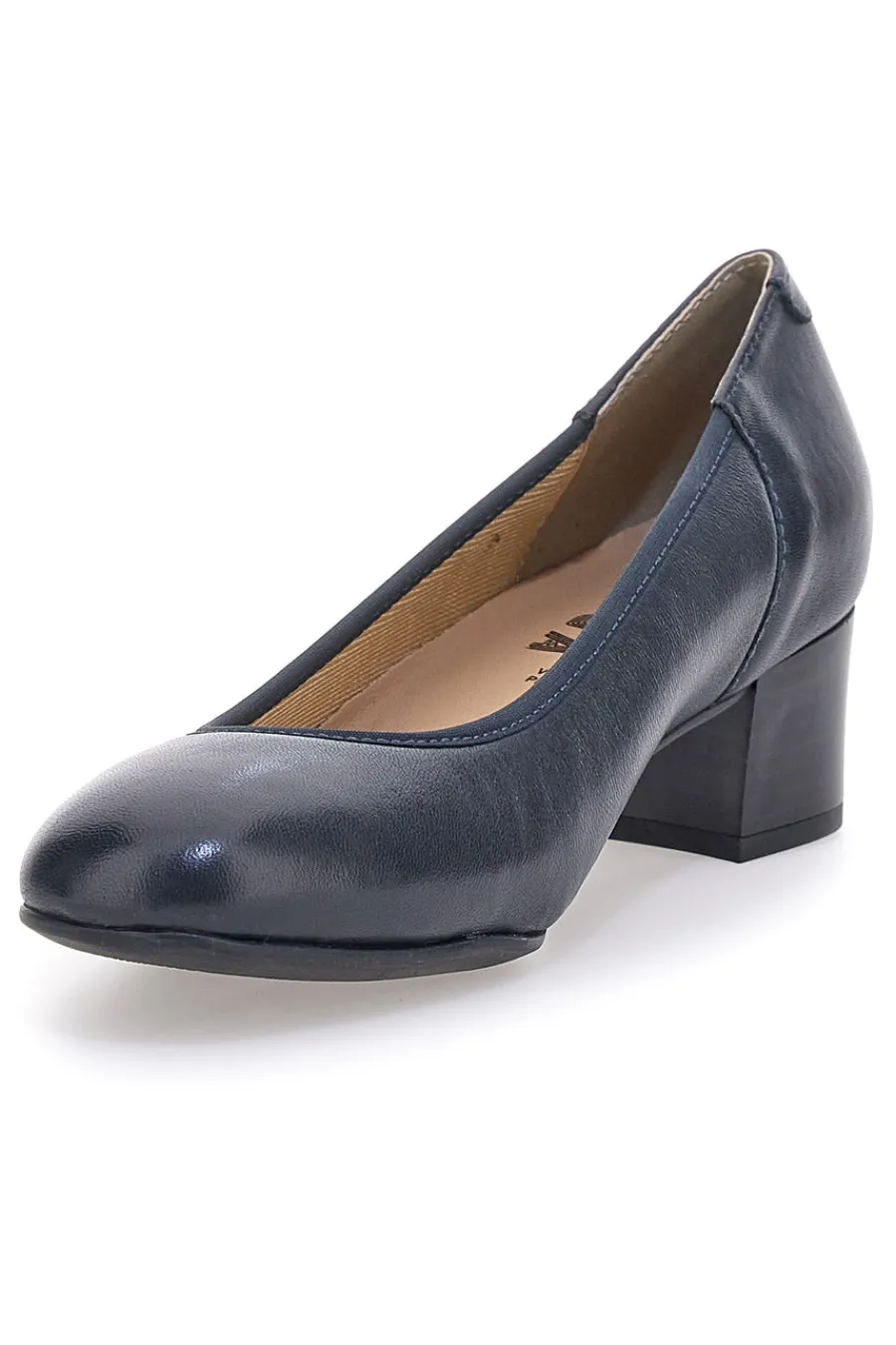 Décolleté blu in vera pelle con tacco basso 11720LIDY-PRIMA RIGA Clearance