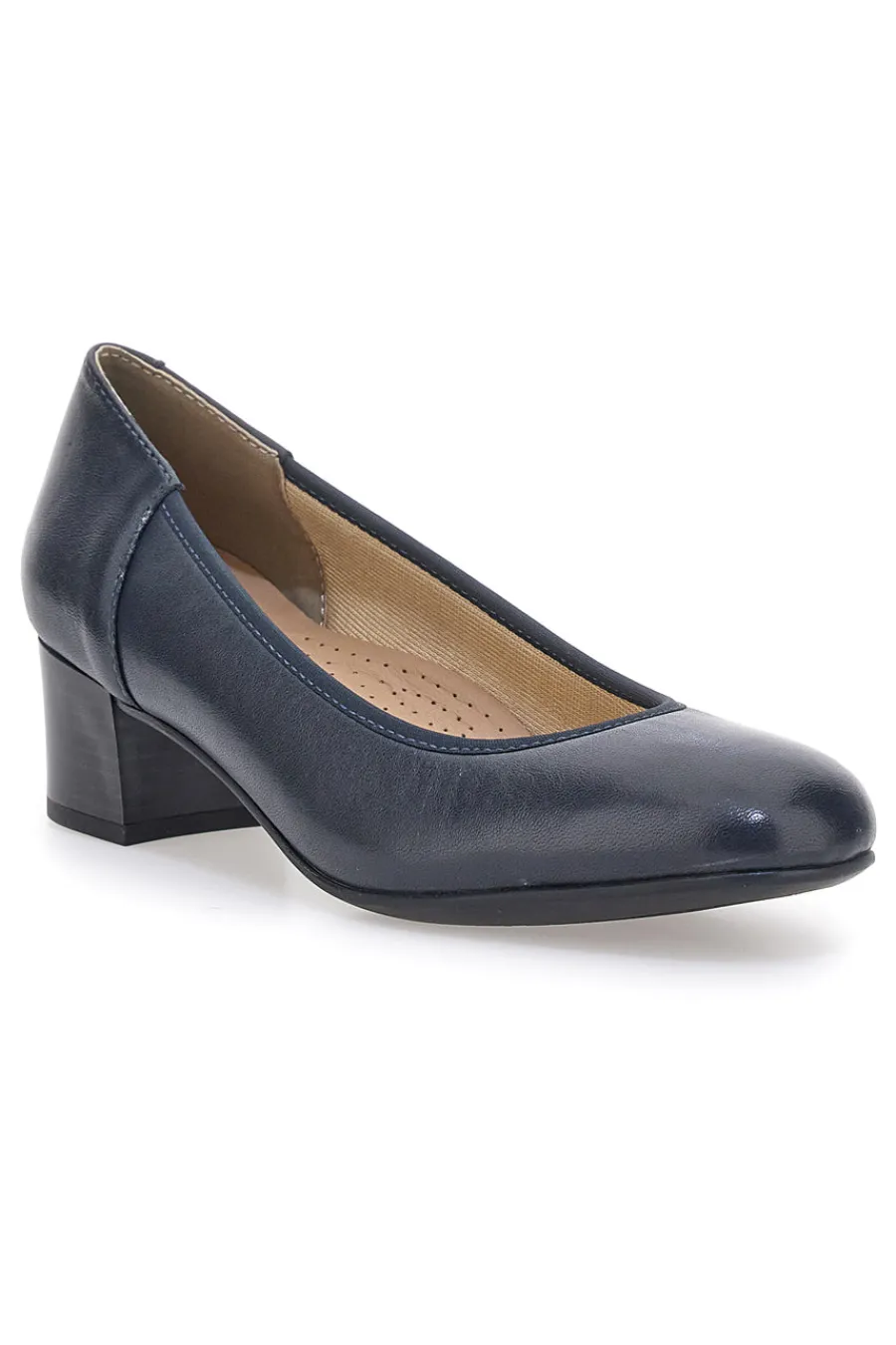Décolleté blu in vera pelle con tacco basso 11720LIDY-PRIMA RIGA Clearance