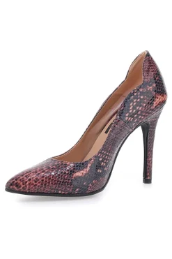 Décolleté bordeaux con stampa pitonata tacco alto 3478-PITTARELLO LOVE