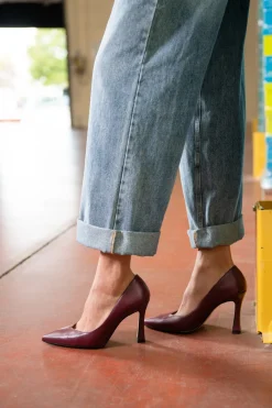 Décolleté bordeaux in vera pelle con tacco rocchetto 157-FRANCESCA GRITTI