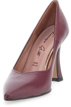 Décolleté bordeaux in vera pelle con tacco rocchetto 157-FRANCESCA GRITTI
