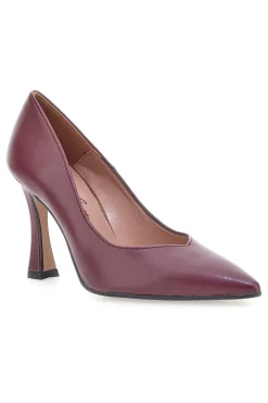 Décolleté bordeaux in vera pelle con tacco rocchetto 157-FRANCESCA GRITTI