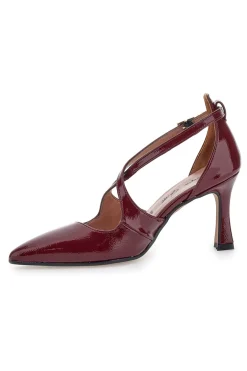 Décolleté bordeaux verniciate con cinturini incrociati e tacco a rocchetto A78-FRANCESCA GRITTI New