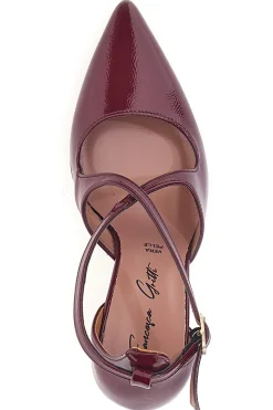 Décolleté bordeaux verniciate con cinturini incrociati e tacco a rocchetto A78-FRANCESCA GRITTI New